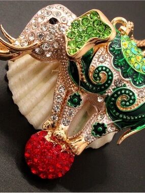 Betsey Johnson Elephant Glitter Holiday pin Charm Pack - Red, Green, Gold, Pink